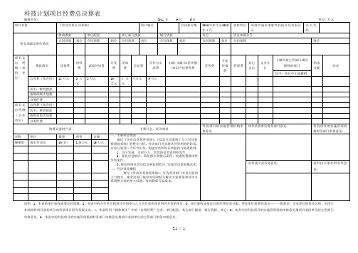 科技项目经费决算表