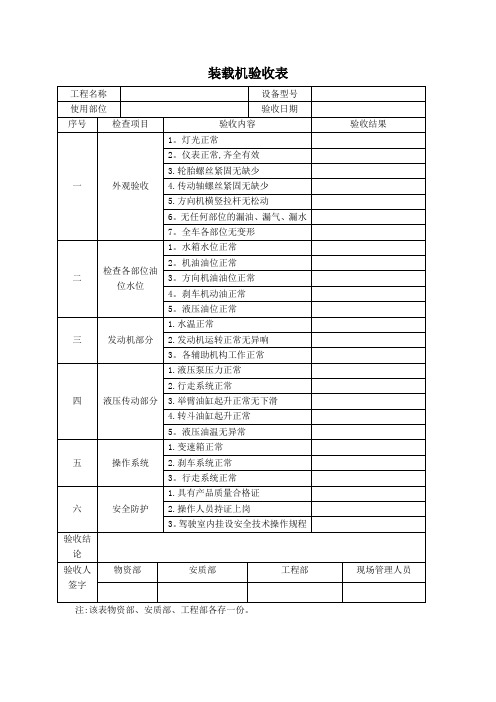 装载机验收表