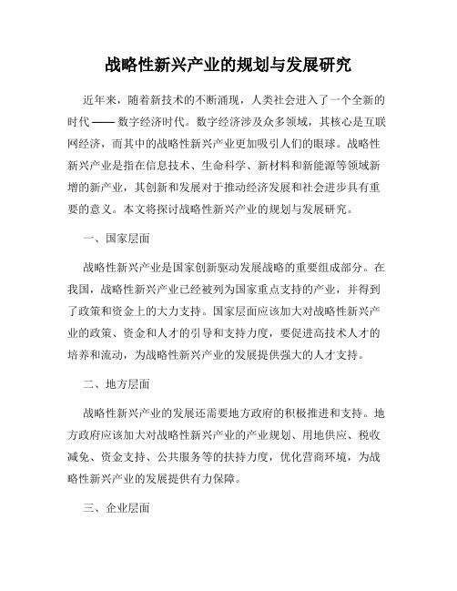 战略性新兴产业的规划与发展研究