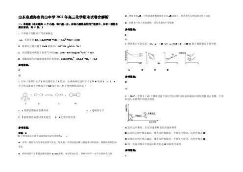 山东省威海市苘山中学2021年高三化学期末试卷含解析