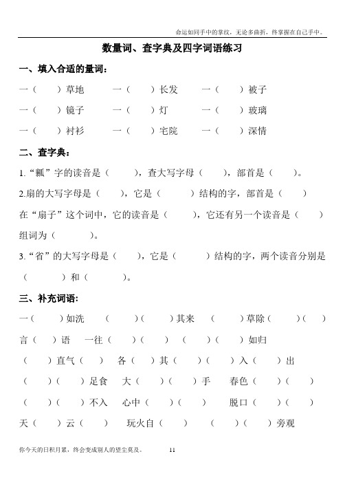 数量词、查字典、四字词语