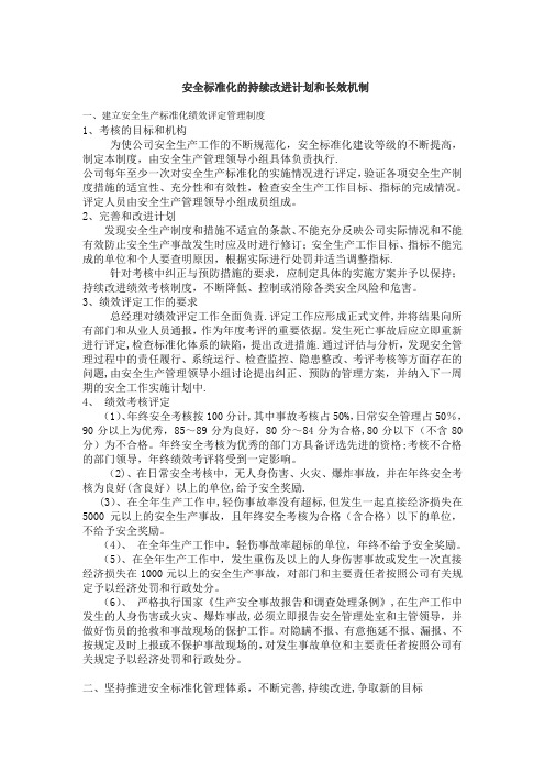 安全标准化的持续改进计划和措施