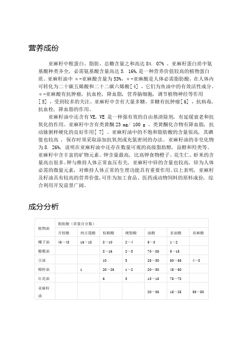 内蒙古金谷农牧亚麻籽油营养成分