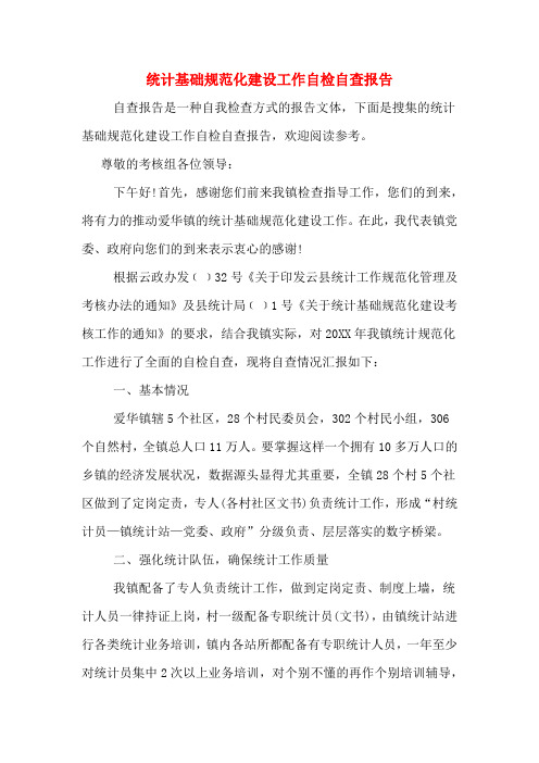 统计基础规范化建设工作自检自查报告