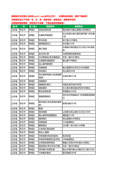 2020新版山东省枣庄市薛城区烟酒工商企业公司商家名录名单黄页联系电话号码地址大全191家