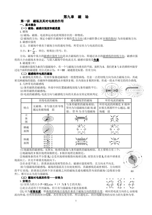 高三物理一轮复习精品教案——第九章_磁场