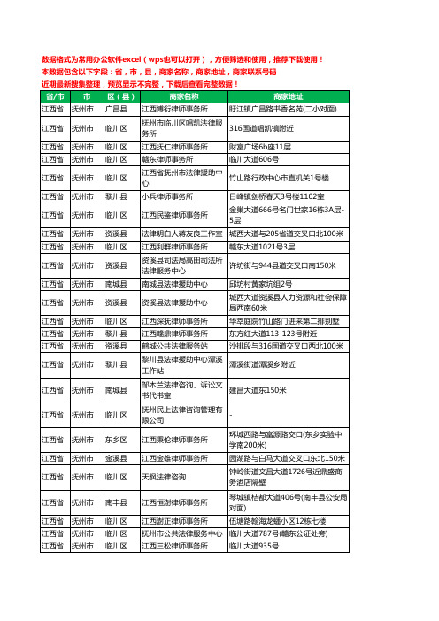 2020新版江西省抚州市律师工商企业公司商家名录名单黄页联系电话号码地址大全57家