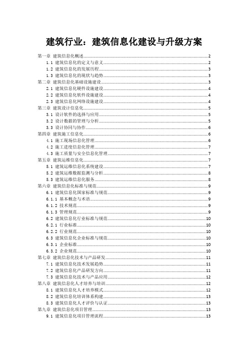 建筑行业：建筑信息化建设与升级方案