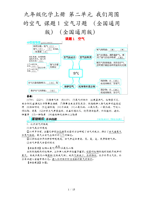 九年级化学上册 第二单元 我们周围的空气 课题1 空气习题 (全国通用版)(全国通用版)