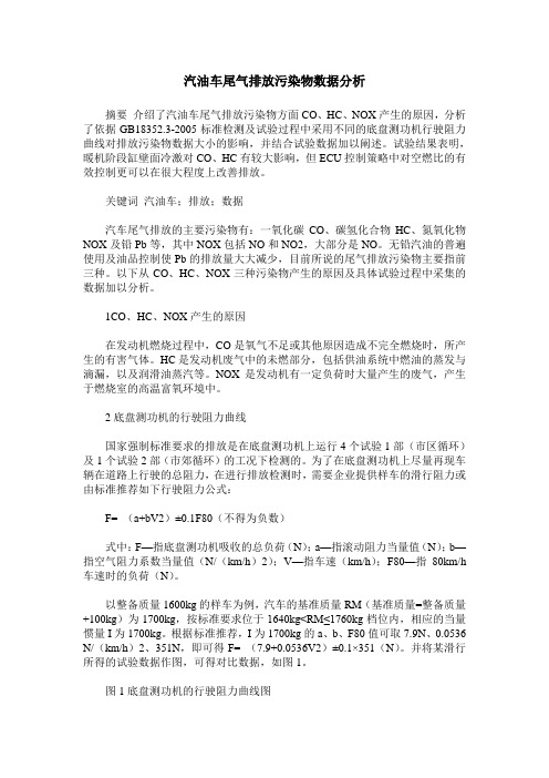 汽油车尾气排放污染物数据分析