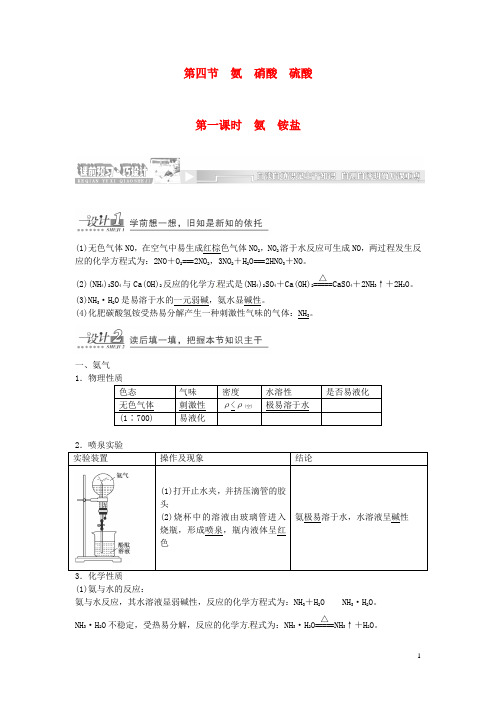 高中化学 氨 硝酸 硫酸章节精细讲解期末专练 苏教版必