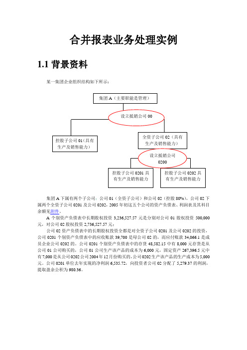 合并报表业务处理实例