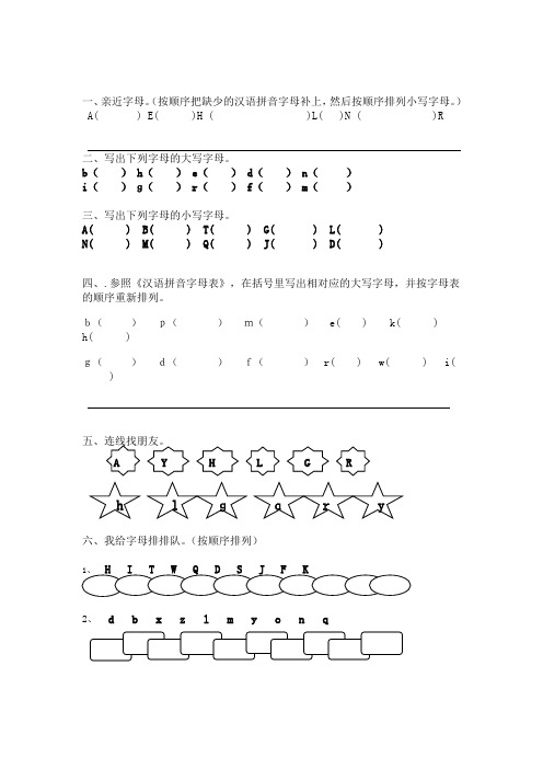 二年级汉语拼音字母大小写专项训练