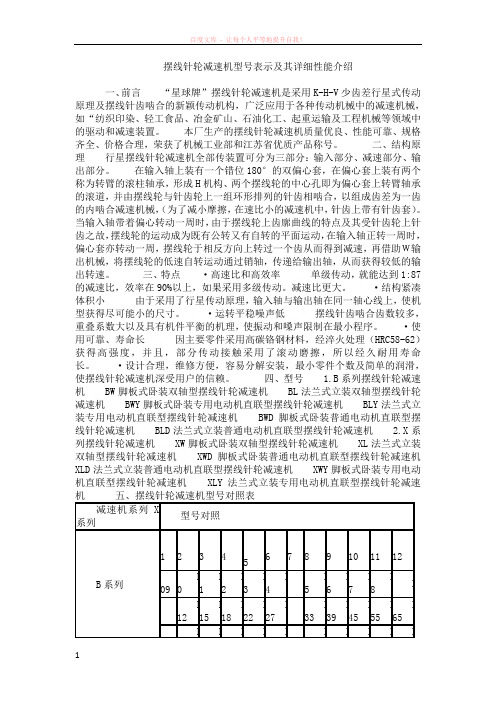 摆线针轮减速机型号表示及其详细性能介绍