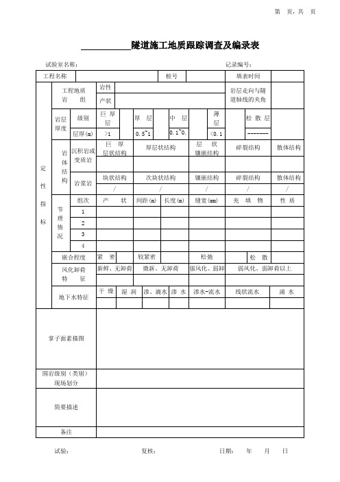 隧道地质素描图(空白)