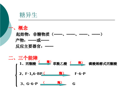 糖异生、章节复习