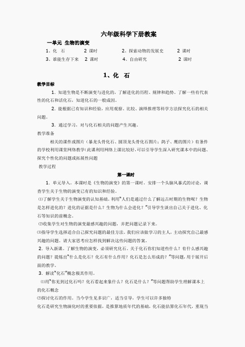 鄂教版六科学下全册教案