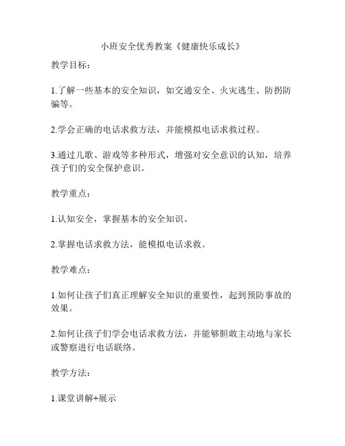 小班安全优秀教案《健康快乐成长》