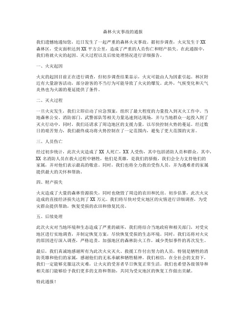 森林火灾事故的通报