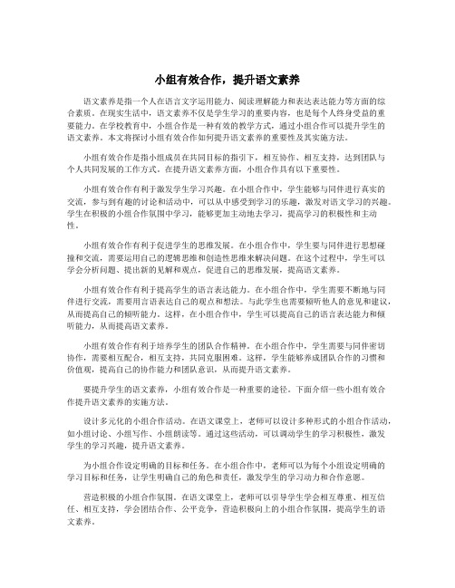 小组有效合作,提升语文素养