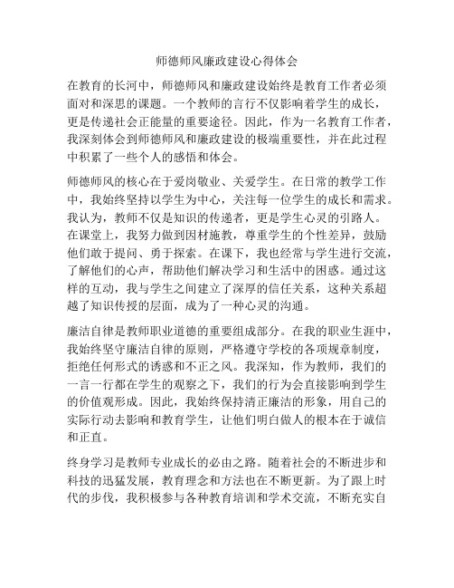 师德师风廉政建设心得体会