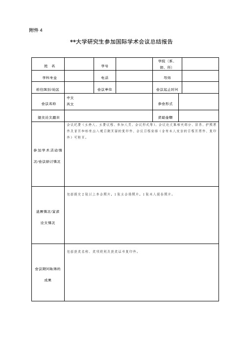 XX大学研究生参加国际学术会议总结报告【模板】