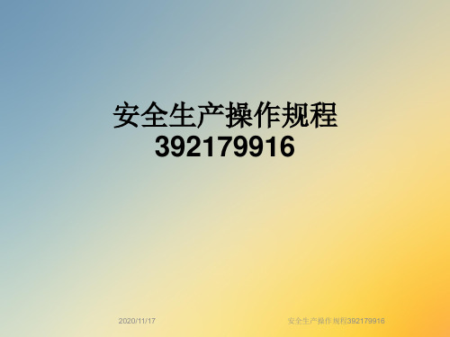 安全生产操作规程392179916