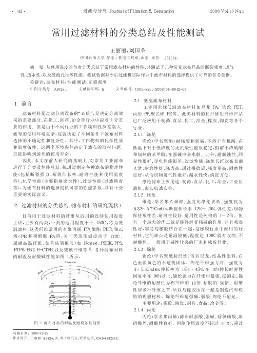 常用过滤材料的分类总结及性能测试