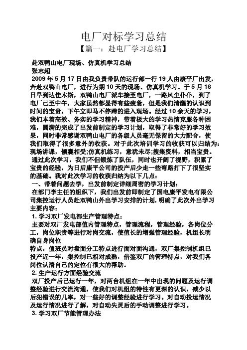 电厂对标学习总结