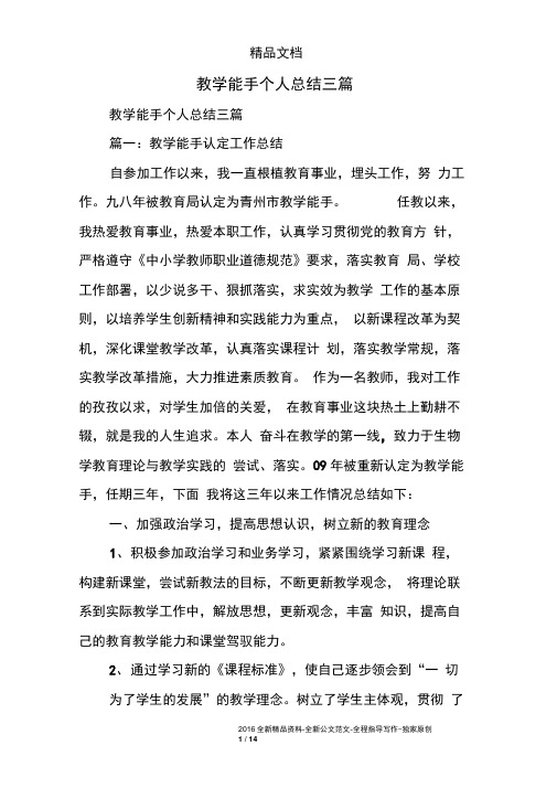教学能手个人总结三篇