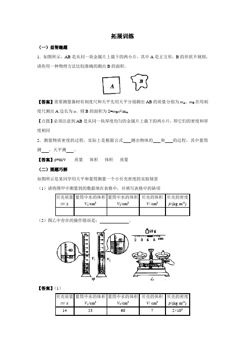 拓展训练一：测量物质的密度(物理-八年级上册-人教版)