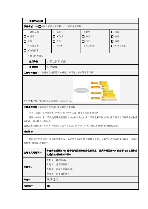 [三年级其他课程]《小学油画棒教学尝试》主题单元设计模板