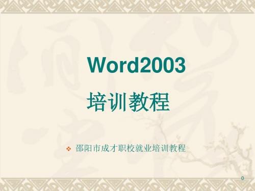 Word2003基础教程完整版解析