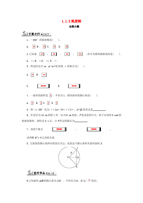 高中数学第一章三角函数1.1任意角和蝗制1.1.2蝗制自我检测新人教A版必修4