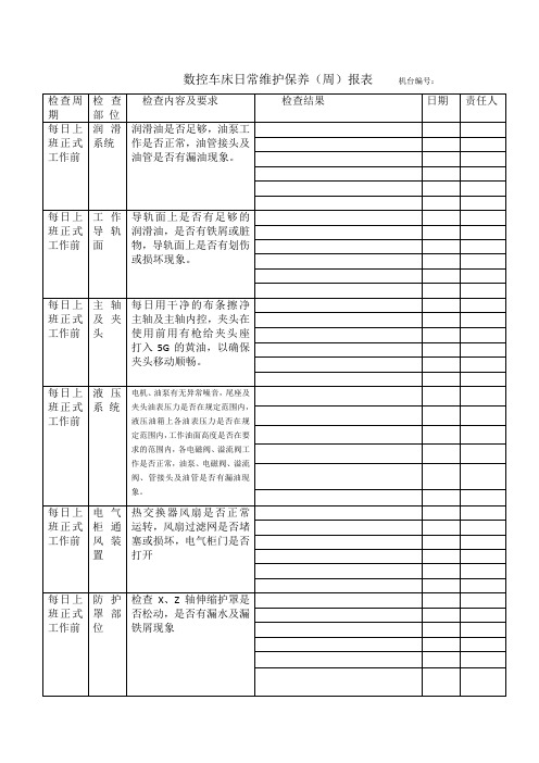 数控车床日常维护保养规程