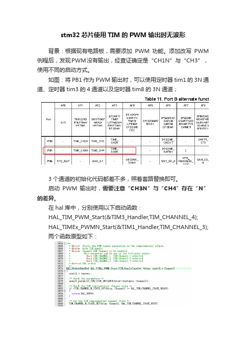 stm32芯片使用TIM的PWM输出时无波形