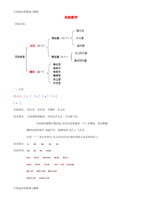 [小初高学习]小升初英语 知识梳理总复习 音标2 闽教版