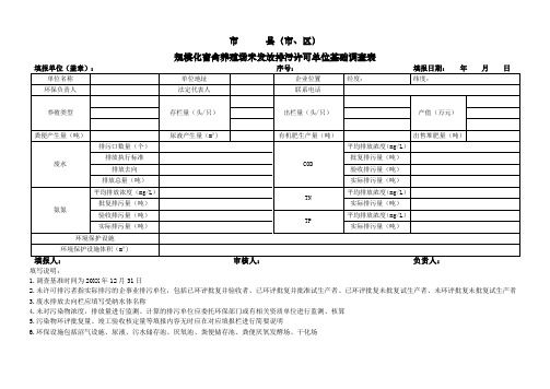 生态环境机关对规模化畜禽养殖场未发放排污许可单位基础调查表模板