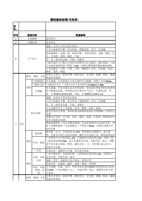 毛坯房模拟验收标准