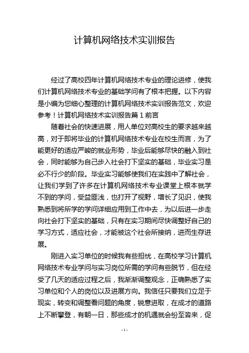 计算机网络技术实训报告