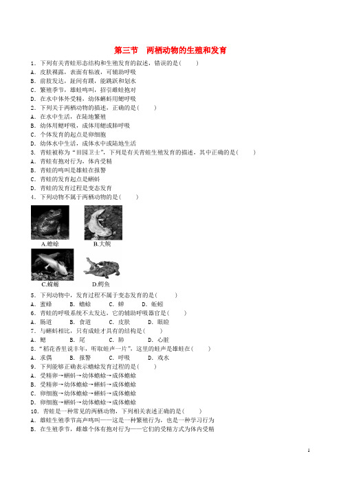 八年级生物下册第七单元第一章第三节两栖动物的生殖和发育同步检测题新人教版