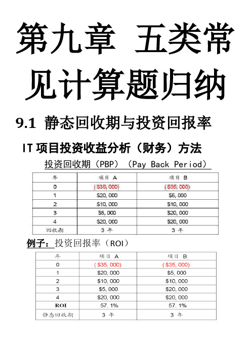 信息系统项目管理师五类常见计算题