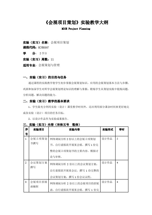 会展项目策划大纲