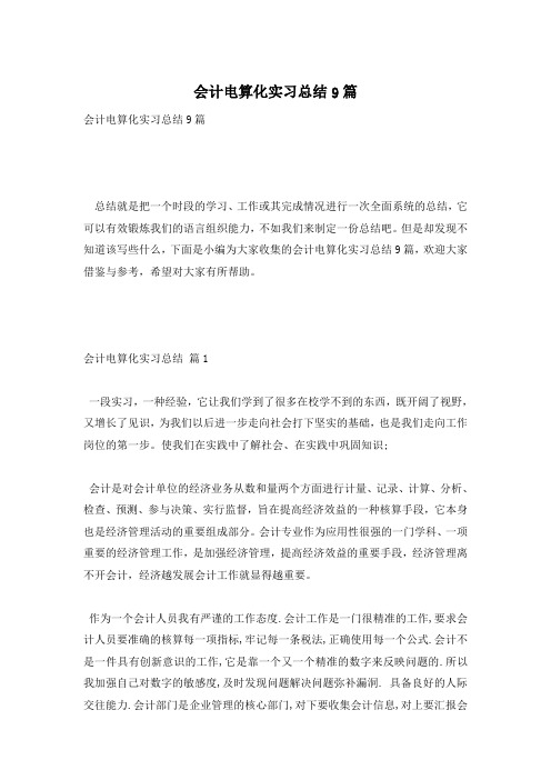 会计电算化实习总结9篇