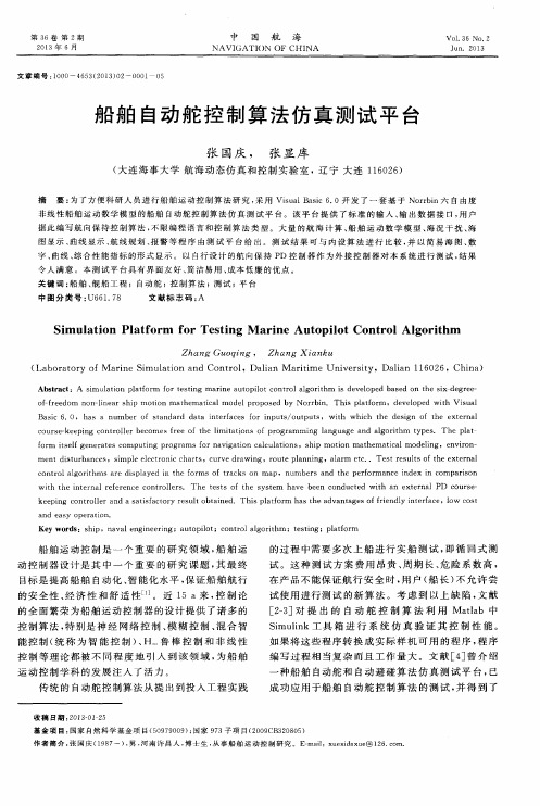 船舶自动舵控制算法仿真测试平台