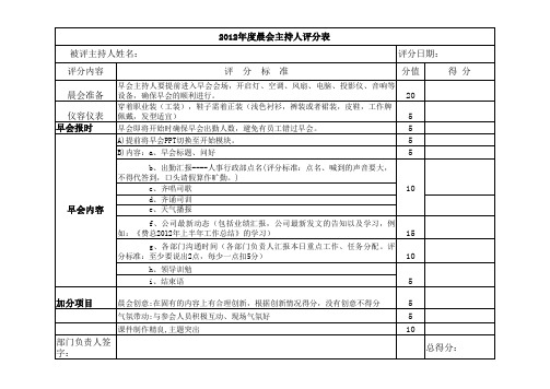 晨会主持评分表