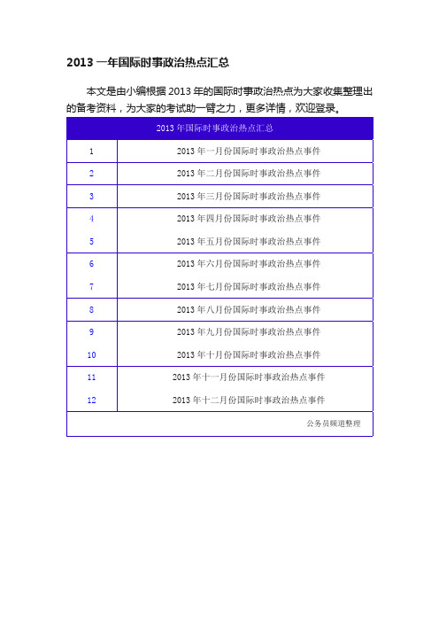 2013一年国际时事政治热点汇总