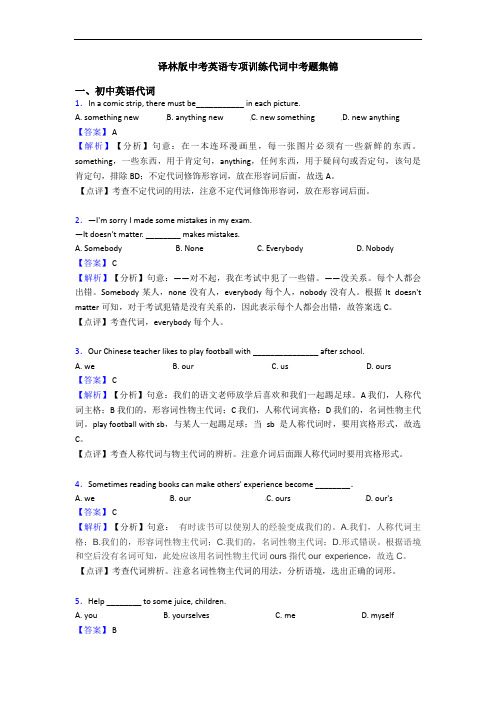 译林版中考英语专项训练代词中考题集锦