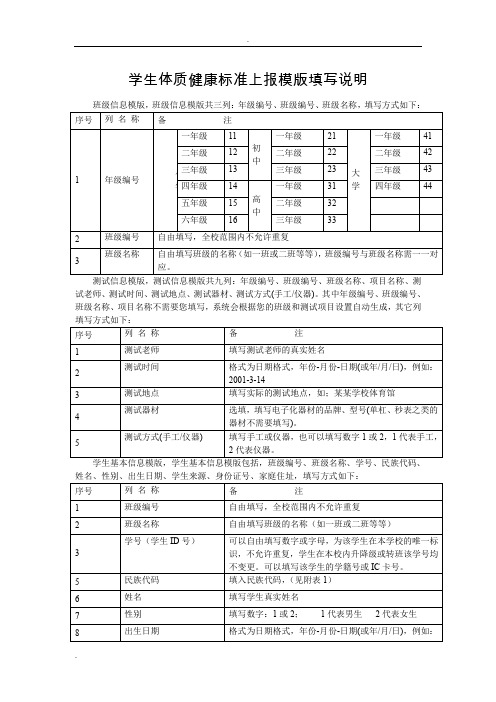 学生体测模版填写说明