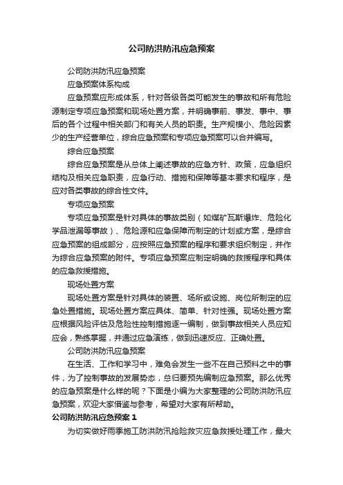 公司防洪防汛应急预案